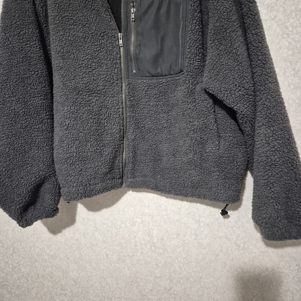 NWT PACSUN DARK GRAY UNISEX  Fleece Zip-Up Jacket...Size:S -SML - Picture 3 of 13